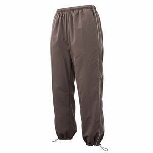 Brown & White Side Stripes Women's S High Waist Track Pants Drawstring Ankles